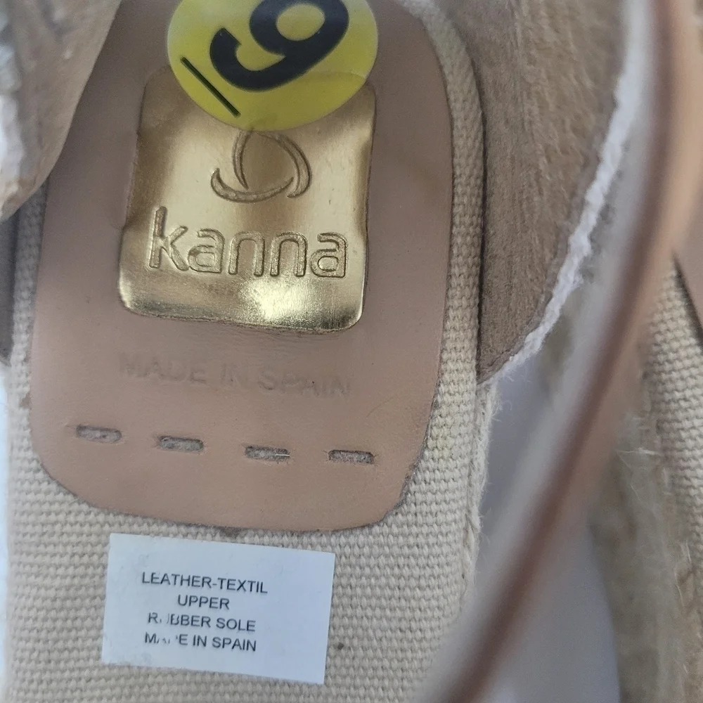 Kanna Laura espadrille wedge sandals suede and hemp size 9 new